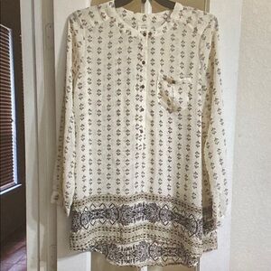 Knox Rose Cream and Brown Patterned Tunic